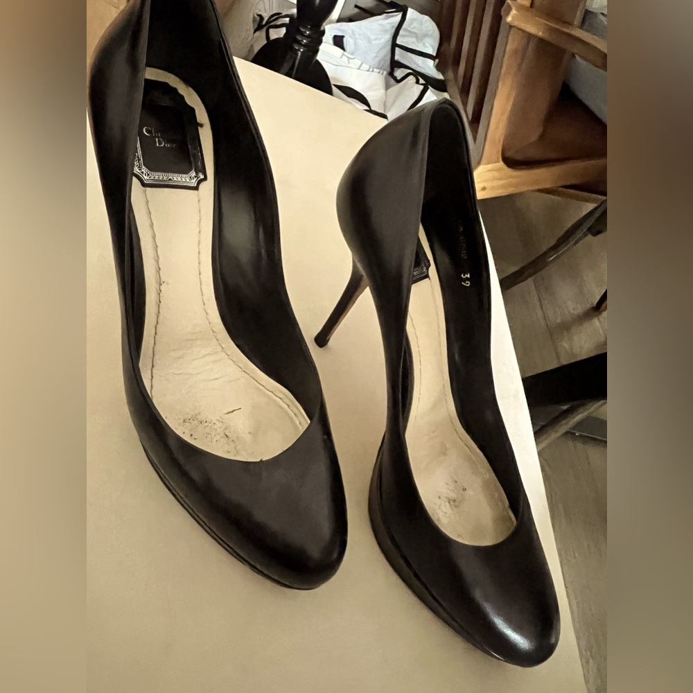 Dior Black Leather Platform Pumps Size 39